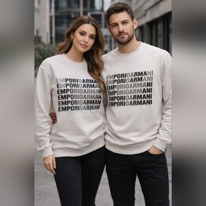 Emporio Armani/ White Crewneck Sweater/ Approx. Size Men's US S/ Women's US M